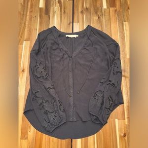 ASTR The Label Lace and Embroidered Peasant Blouse